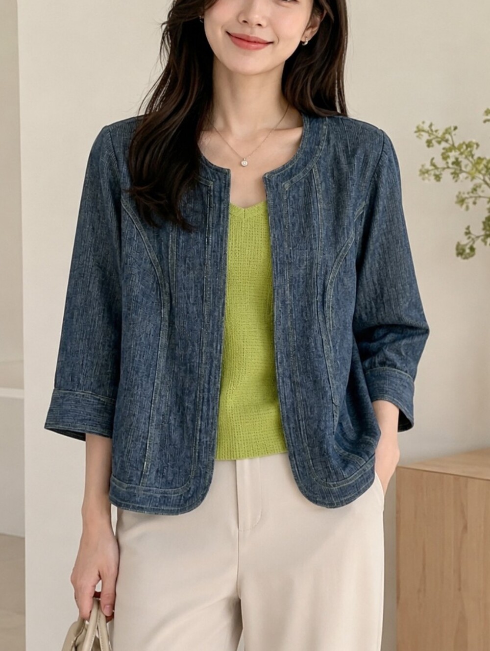 Addition By Chico's Open Front Denim Jacket Size 0